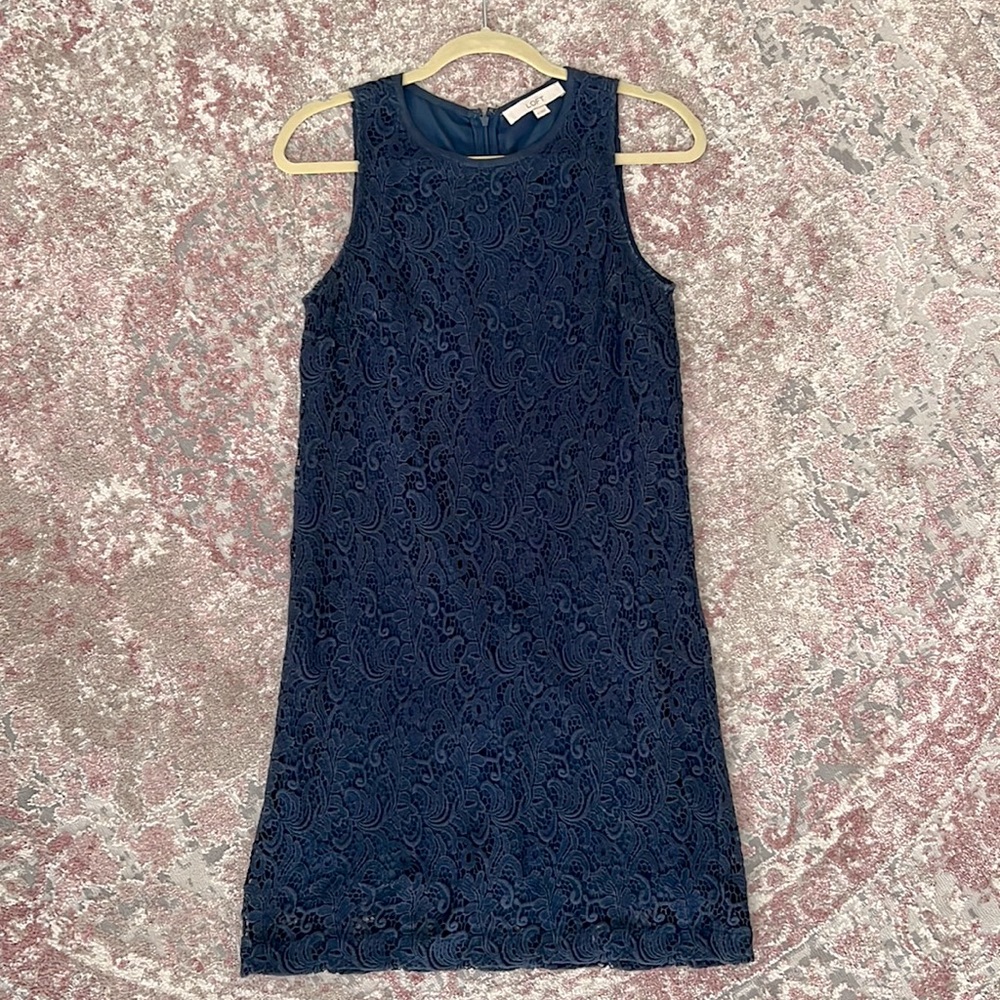 Loft Navy Eyelet Dress